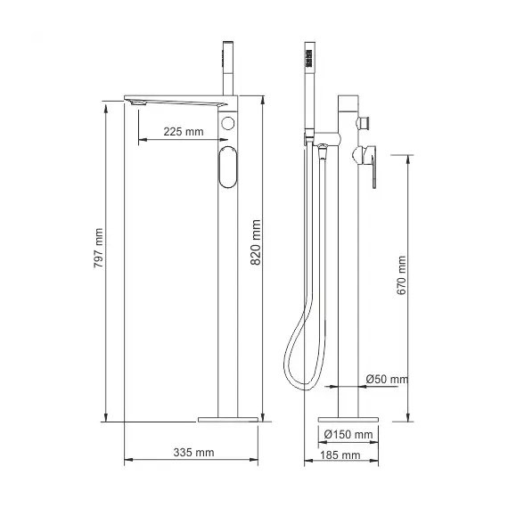Напольный смеситель для ванны WasserKRAFT Elbe 7400 7421