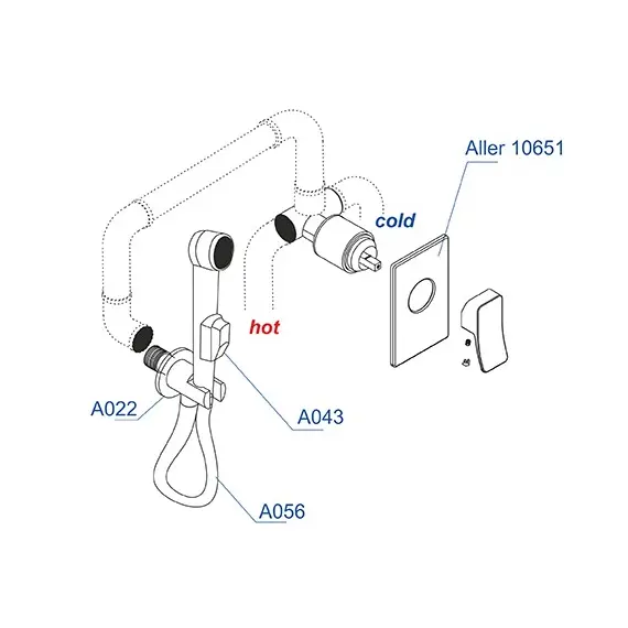 Встраиваемый комплект WasserKRAFT A010656 для биде со шлангом