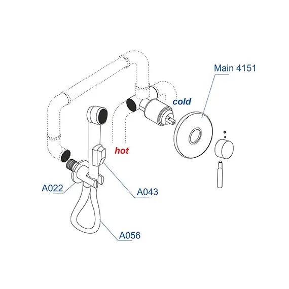 Встраиваемый комплект  WasserKRAFT A04156  для биде со шлангом