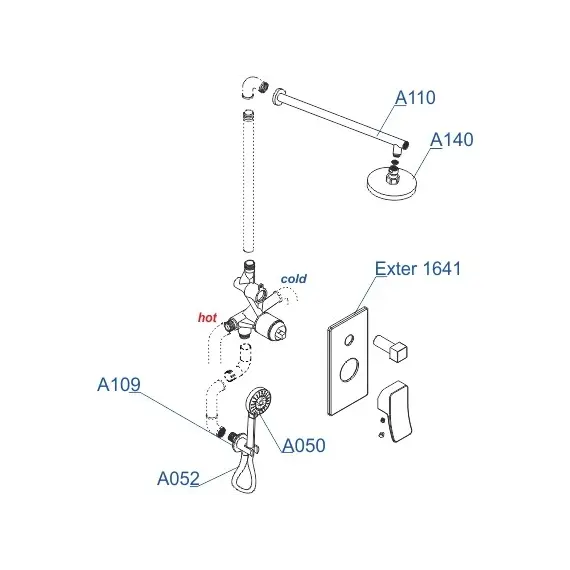 Встраиваемый комплект  WasserKRAFT A16040  для душа