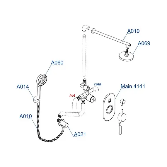 Встраиваемый комплект  WasserKRAFT A16169  для душа