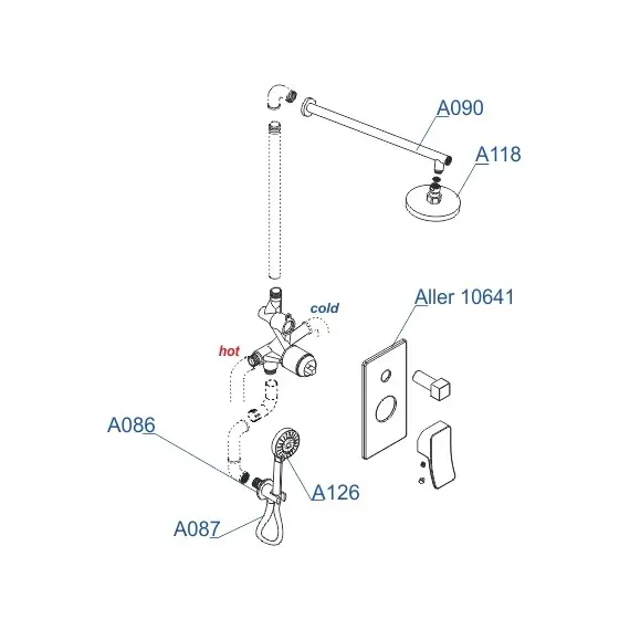 Встраиваемый комплект  WasserKRAFT A16190  для душа