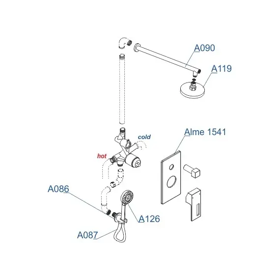 Встраиваемый комплект  WasserKRAFT A16590  для душа