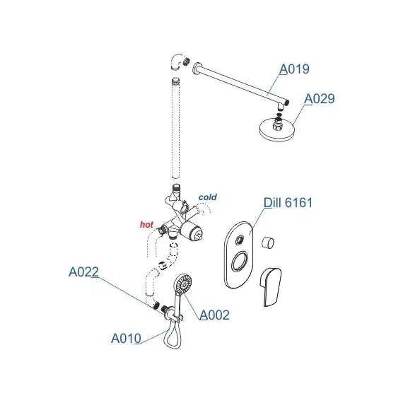 Встраиваемый комплект  WasserKRAFT A16629  для душа