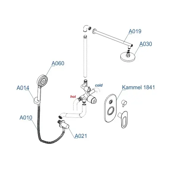 Встраиваемый комплект  WasserKRAFT A16830  для душа