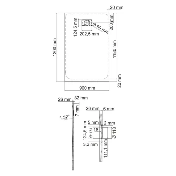 Душевой поддон прямоугольный WasserKRAFT Elbe 74Т
