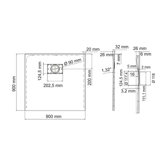 Душевой поддон квадратный WasserKRAFT Main 41Т