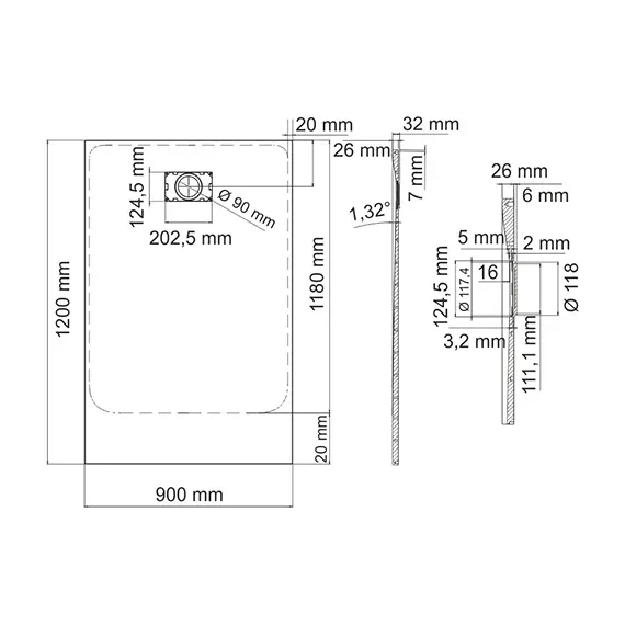Душевой поддон прямоугольный WasserKRAFT Main 41Т
