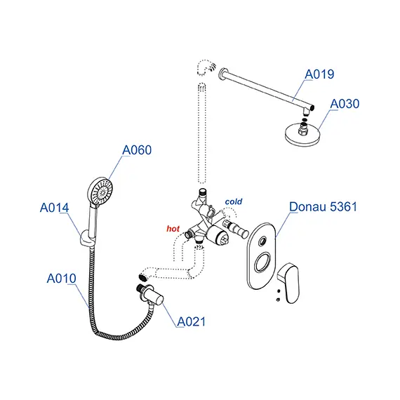 Встраиваемый комплект  WasserKRAFT A14030  для душа