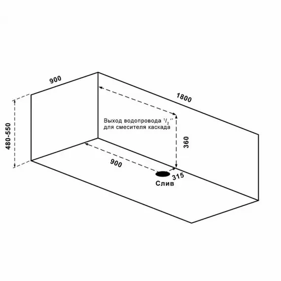 Ванна акриловая  BAS  НЬЮЛАВ 180*90