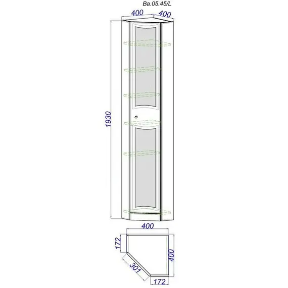 Пенал напольный угловой AQWELLA Барселона 45