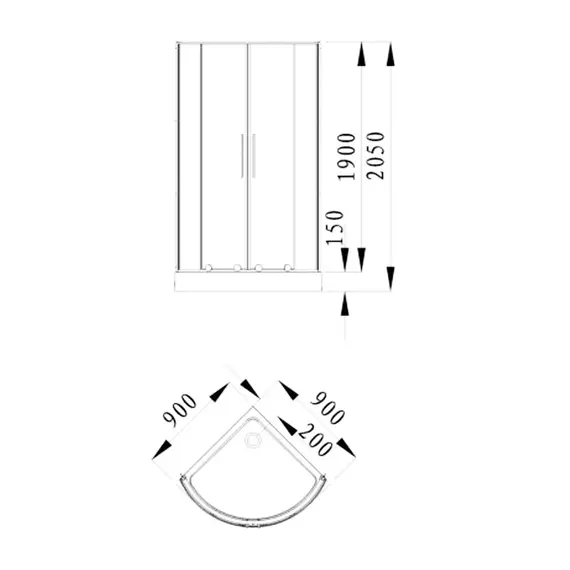 Душевой уголок  Alvaro Banos Toledo S90.20 Cromo 90х90 прозрачное, без поддона, четверть круга