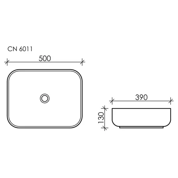 Умывальник чаша накладная прямоугольная Ceramica Nova Element CN6011