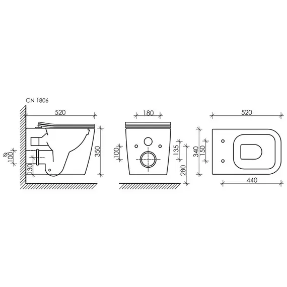 Подвесной унитаз  Ceramica Nova Cubic CN1806