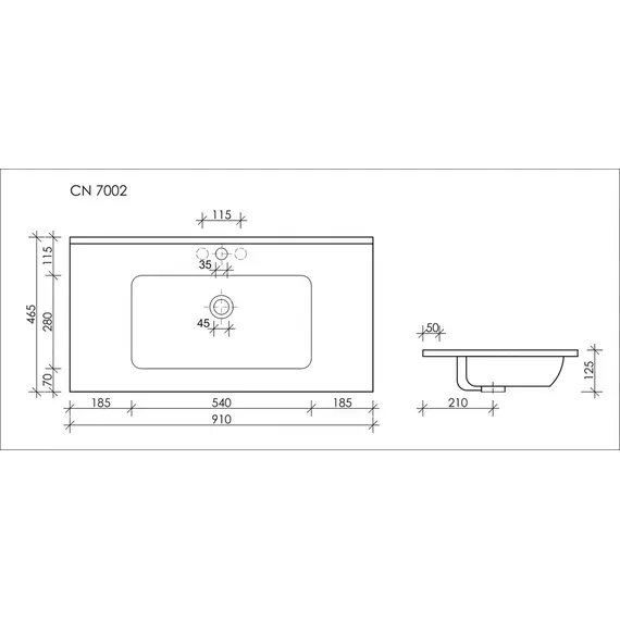 Умывальник накладной прямоугольный Ceramica Nova Element