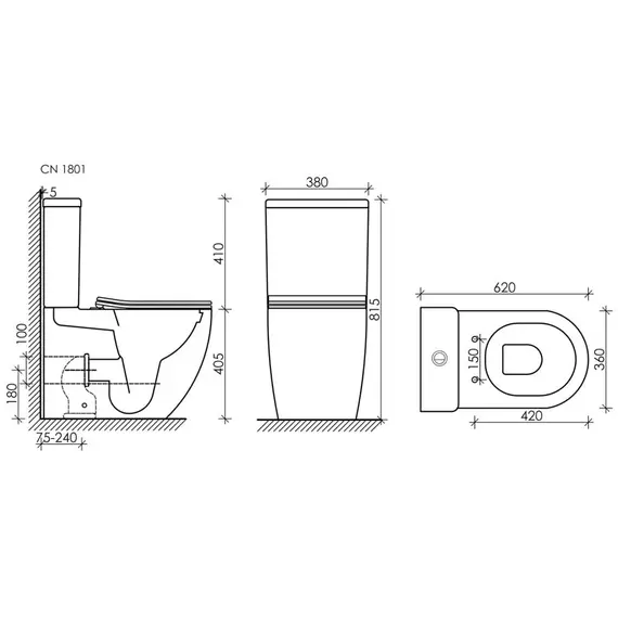 Напольный пристенный унитаз Ceramica Nova Mia CN1801