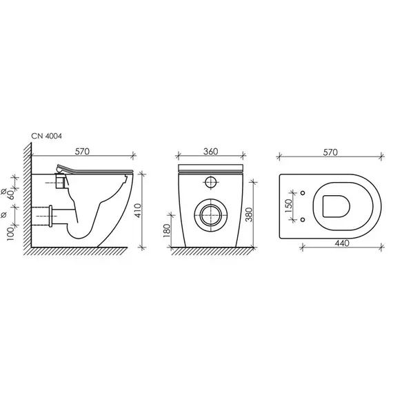 Напольный приставной унитаз Ceramica Nova Metropol Rimless CN4004