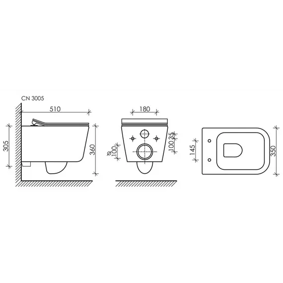 Подвесной унитаз Ceramica Nova New Day Rimless CN3005