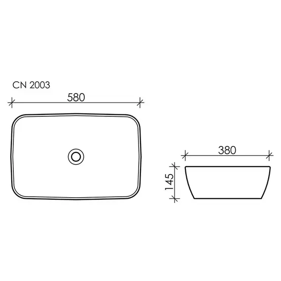 Умывальник чаша накладная прямоугольная Ceramica Nova FORM CN2003
