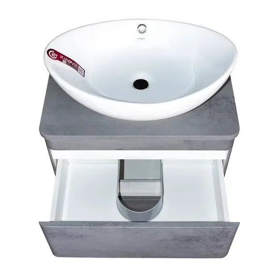 Тумба подвесная со столешницей МДФ Style Line Атлантика бетон темный