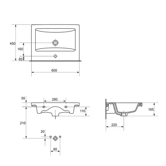 Тумба подвесная с раковиной Style Line Даймонд Люкс Plus