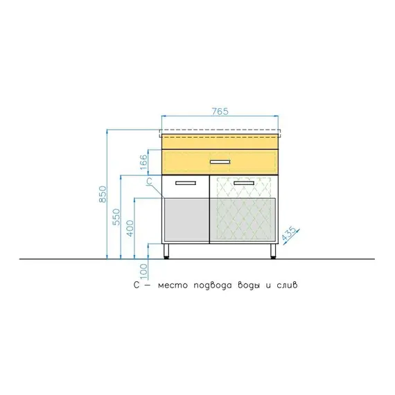 Тумба напольная с раковиной Style Line Ориноко с бельевой корзиной