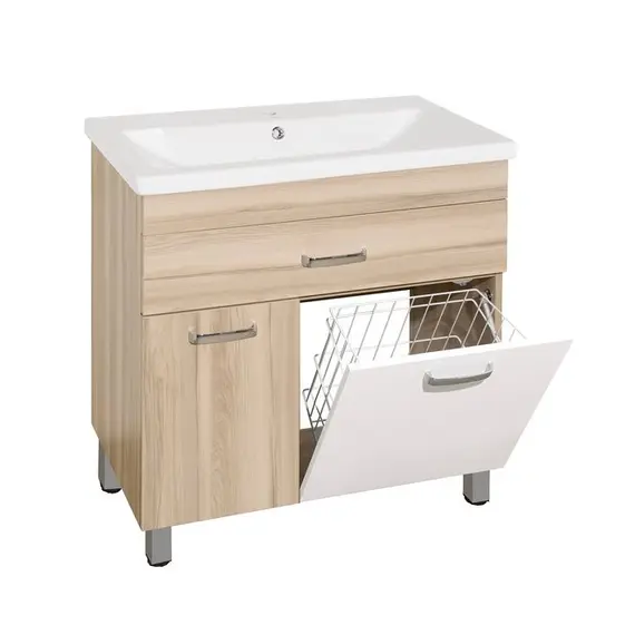 Тумба напольная с раковиной Style Line Ориноко с бельевой корзиной