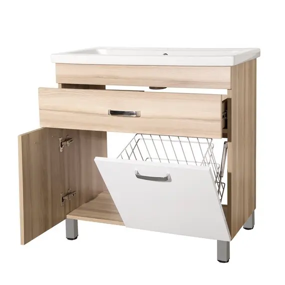 Тумба напольная с раковиной Style Line Ориноко с бельевой корзиной