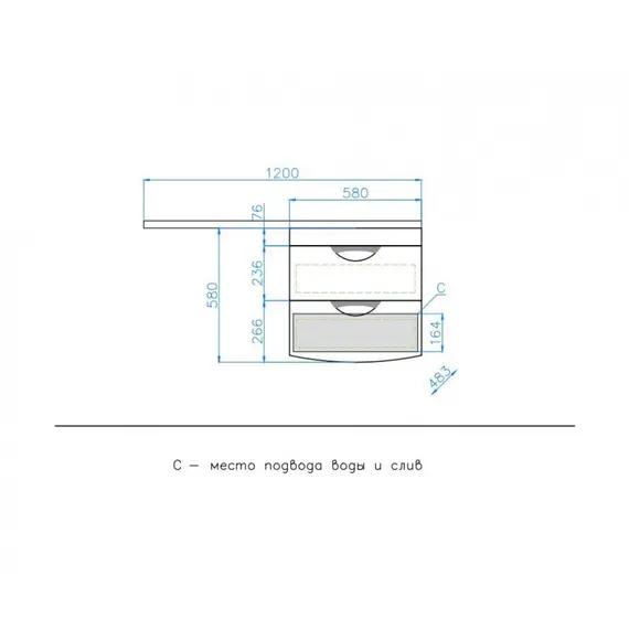 Тумба подвесная Style Line Жасмин 2 60 Люкс белая, PLUS (2 ящ.) с раковиной Даллас 120 L/R