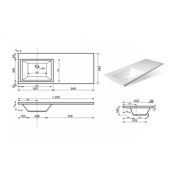 Тумба подвесная Style Line Жасмин 2 60 Люкс белая, PLUS (2 ящ.) с раковиной Даллас 120 L/R