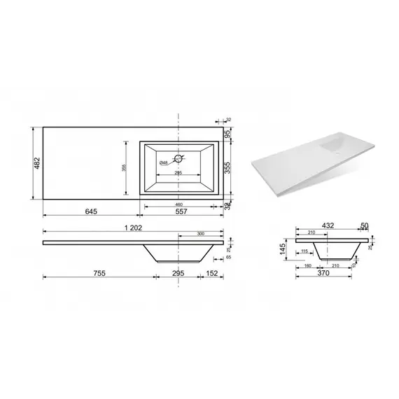 Тумба напольная Style Line Жасмин Люкс 60 PLUS L/R  с раковиной Даллас 120