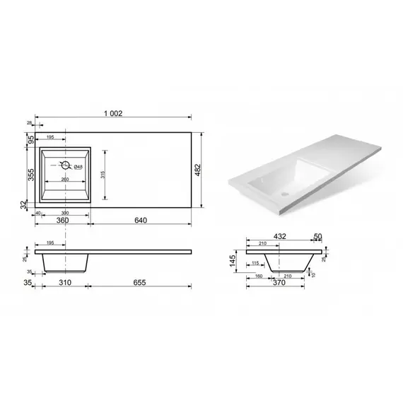 Тумба подвесная Style Line с раковиной  Даллас Люкс белая, PLUS