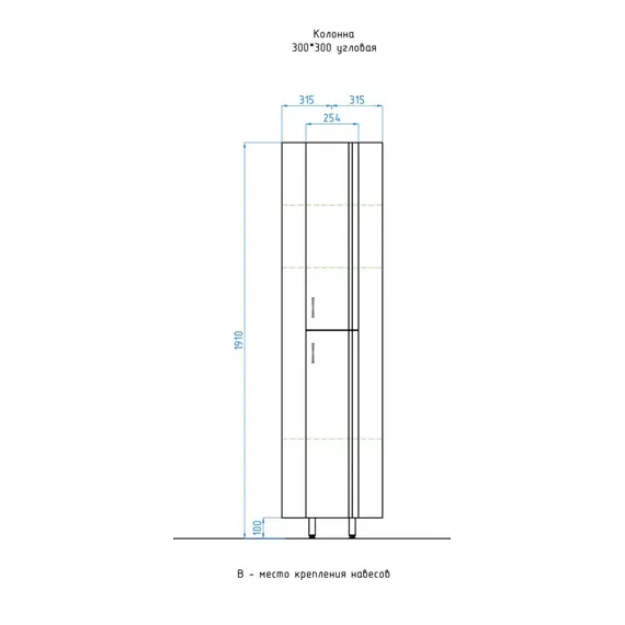Пенал напольный угловой Style Line  Эко Стандарт Веер