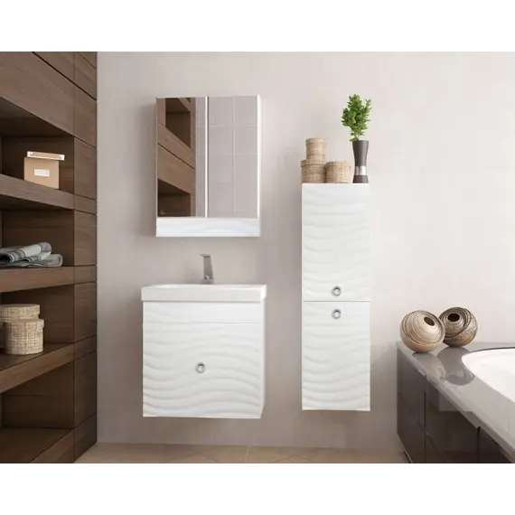 Тумба подвесная с раковиной Style Line Вероника  Комо 60/80  Люкс белая, PLUS