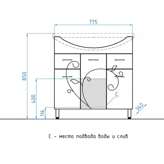 Тумба напольная с раковиной Style Line Эко Фьюжн
