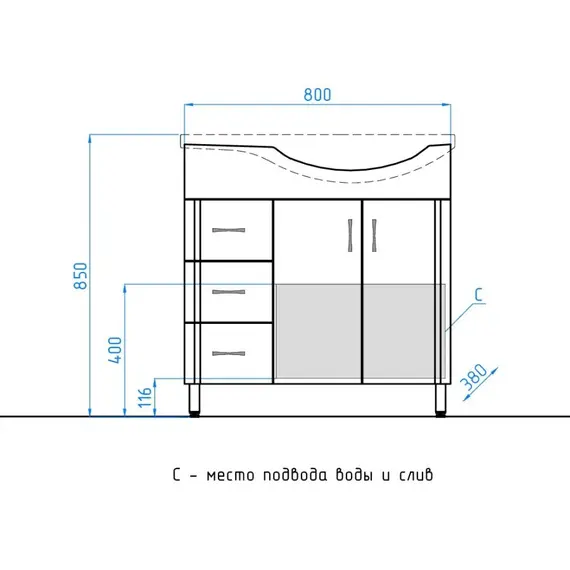 Тумба напольная с раковиной Style Line Эко Стандарт №25 82 L/R белая