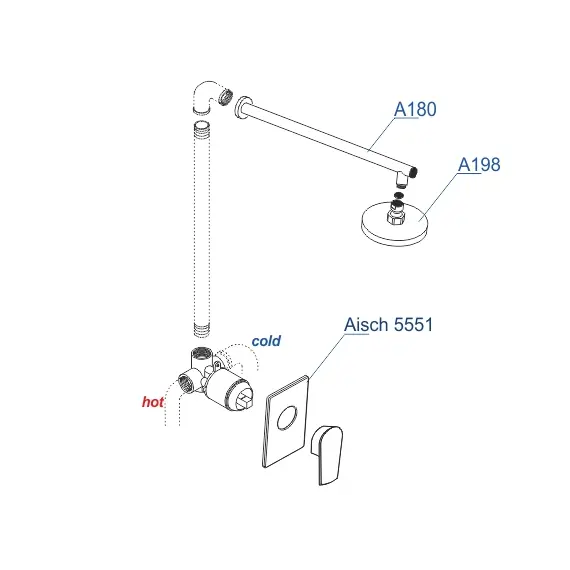 Встраиваемый комплект для душа с верхней душевой насадкой  WasserKRAFT  A55180
