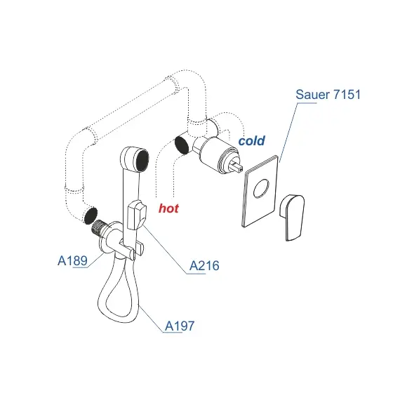 Встраиваемый комплект для биде со шлангом 150 см  WasserKRAFT  A71097