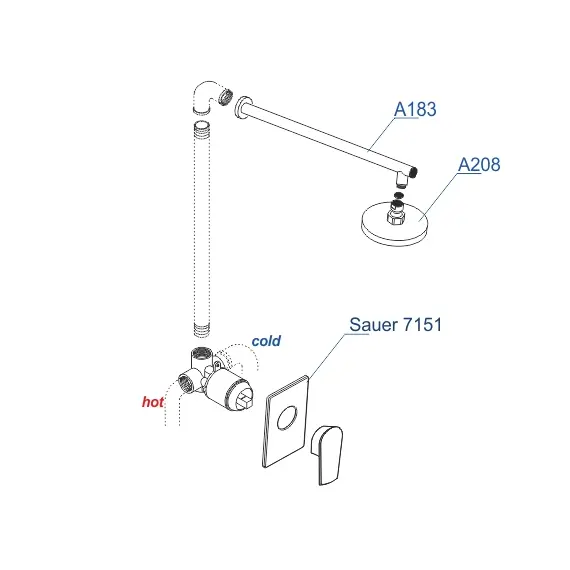 Встраиваемый комплект для душа с верхней душевой насадкой  WasserKRAFT  A71183