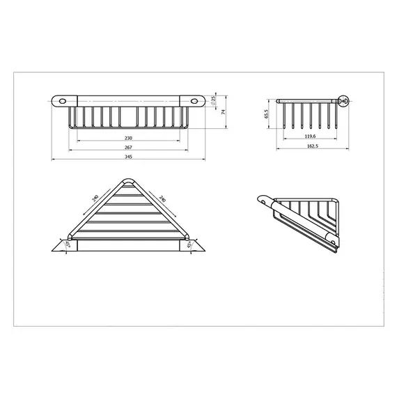 Угловой поручень с полкой для душевых принадлежностей Black&White SN-2155