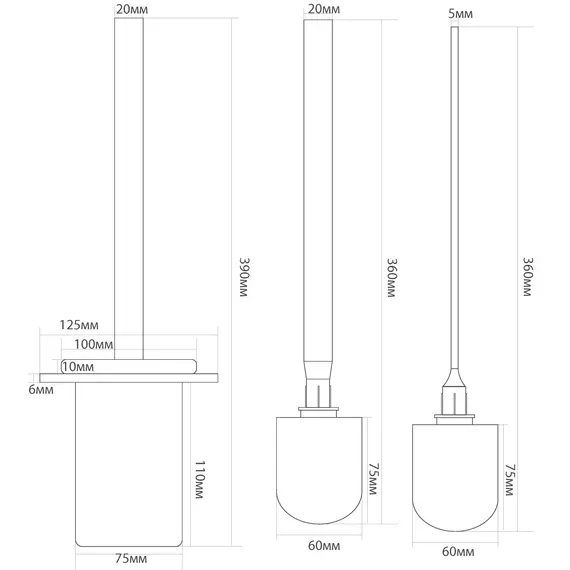 Ёршик для унитаза настенный Black&White SN-8025