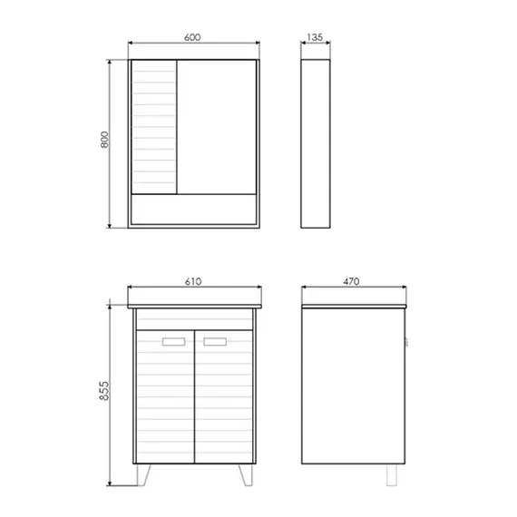 Зеркало-шкаф Comforty Клеон 60/75/90 белый/дуб дымчатый