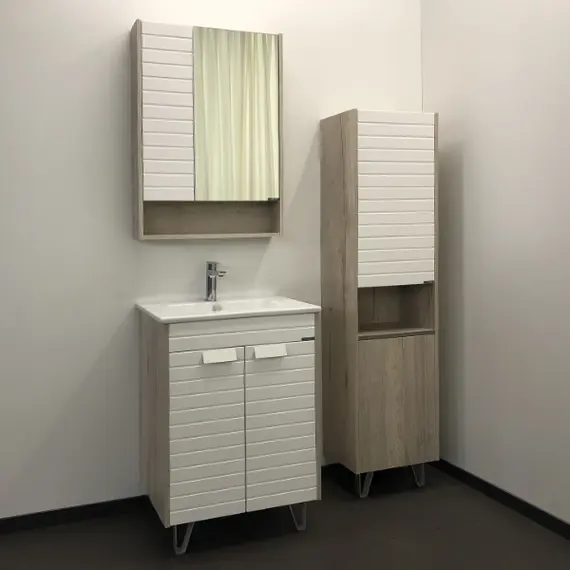 Зеркало-шкаф Comforty Клеон 60/75/90 белый/дуб дымчатый