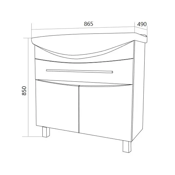 Тумба 1Marka  напольная под раковину  Lina New 105Н 1в.я 3д Белый глянец