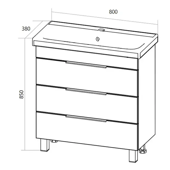 Тумба напольная без  раковины 1Marka Gaula 3 ящика
