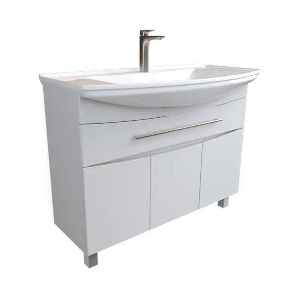 Тумба 1Marka  напольная под раковину  Lina New 105Н 1в.я 3д Белый глянец