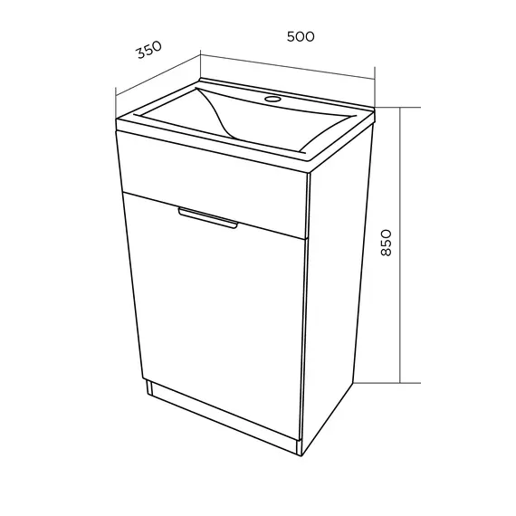Тумба напольная с раковиной 1Marka Revo 50 см, бетон темно-серый