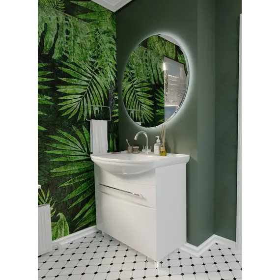 Тумба 1Marka  напольная под раковину  Lina New 105Н 1в.я 3д Белый глянец