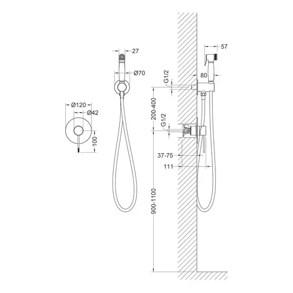 Смеситель встроенный с гигиеническим душем Timo Saona 2389/03SM
