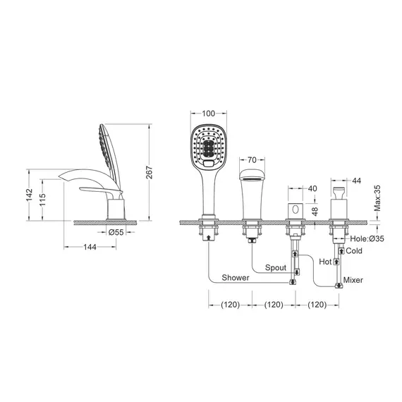 Смеситель на борт ванны врезной Timo Helmi 4020/03Y